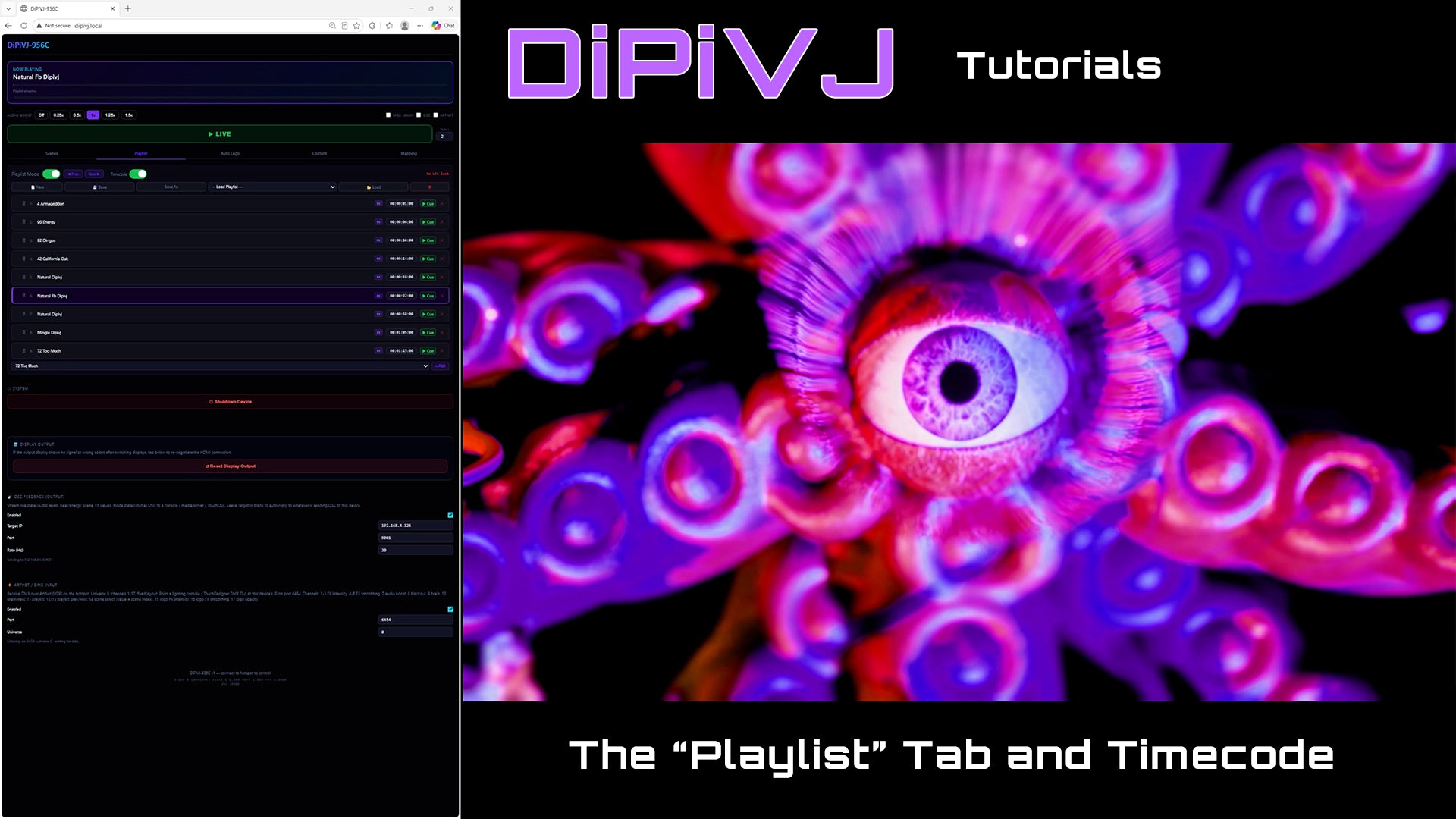 Load video: Overview of the "Scenes" tab of DiPiVJ web UI